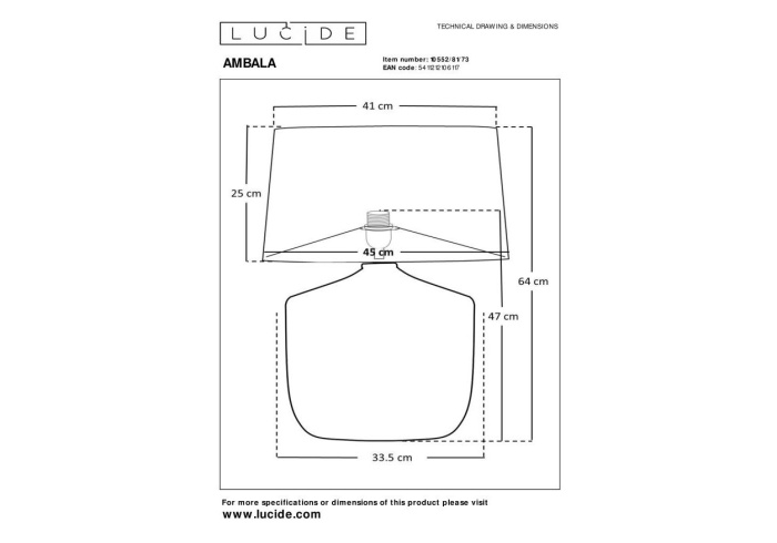 Настольная лампа Lucide AMBALA 10552/81/73