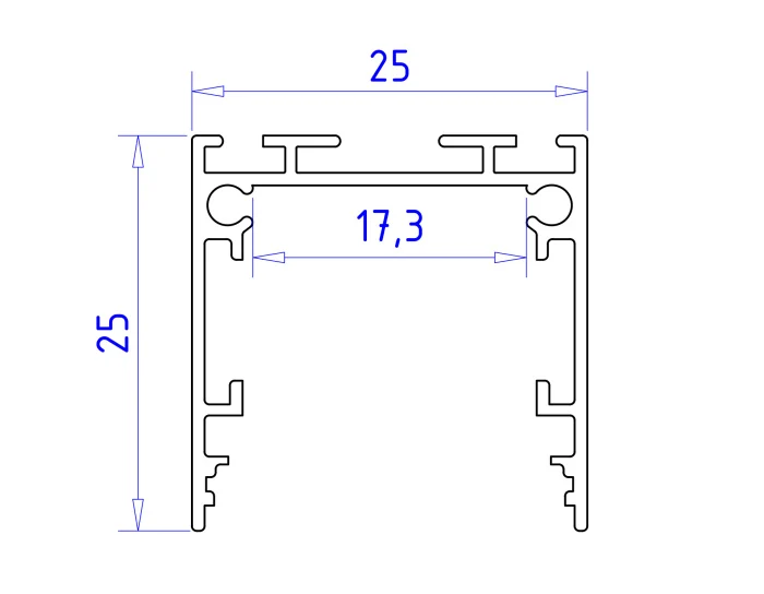 Алюминиевый профиль накладной/подвесной "Profile System" 25*25 для светодиодной ленты до 23мм Ambrella light GP2500BK