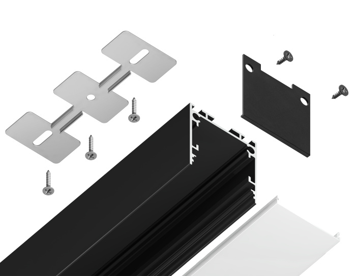 Алюминиевый профиль накладной/подвесной "Profile System" 25*25 для светодиодной ленты до 23мм Ambrella light GP2500BK