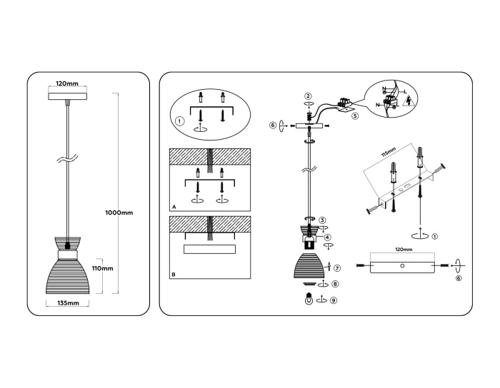 Светильник подвесной со стеклянным плафоном TRADITIONAL AMBRELLA LIGHT TR3406