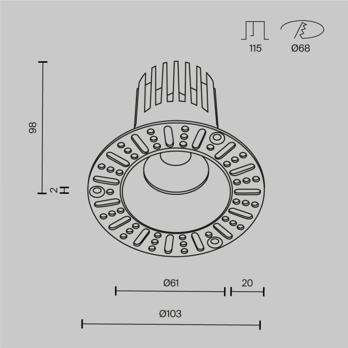Встраиваемый светильник Maytoni Dip DL121-15W-3K-TRS-B