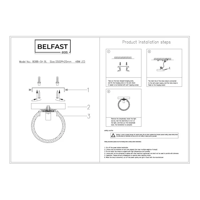 Настенно-потолочный светильник Belfast Ravenhill 3333Y BR MB