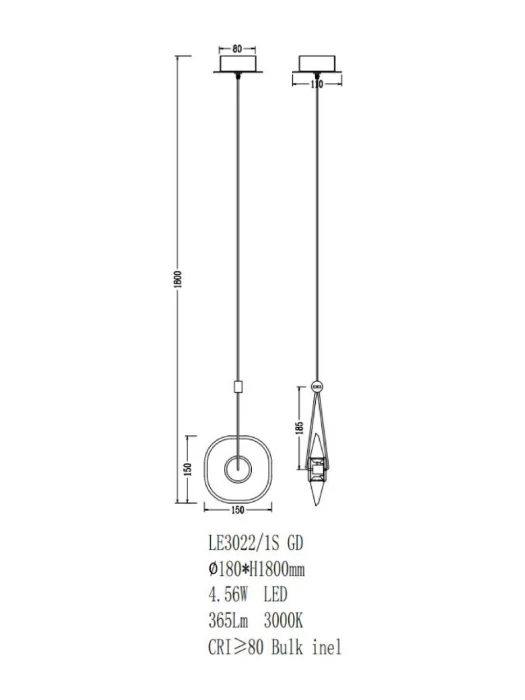 Подвесной светильник Leon Illusion LE3022/1S GD