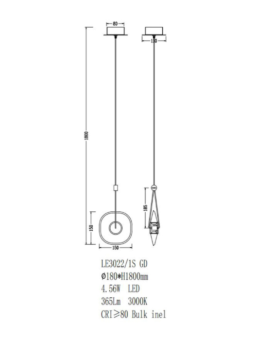 Подвесной светильник Leon Illusion LE3022/1S GD