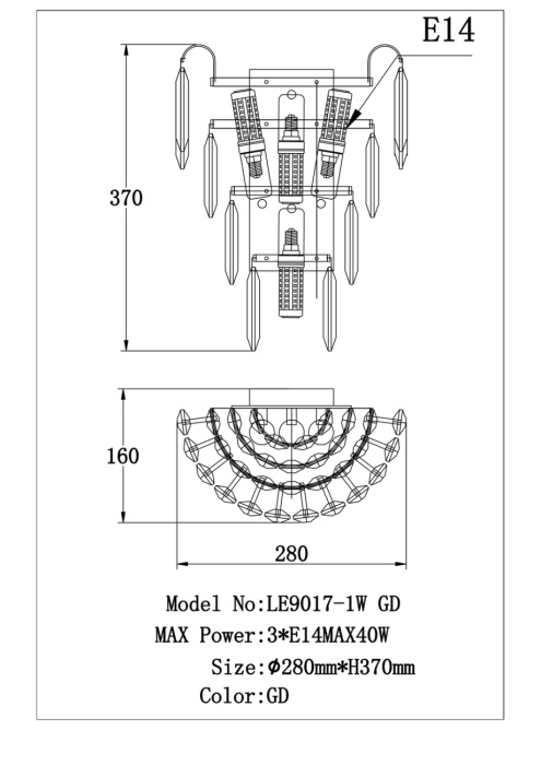 Настенный светильник Leon Catherine LE9017/1W GD