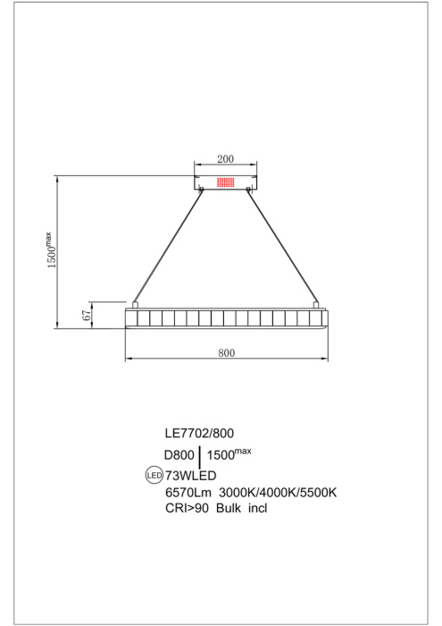 Подвесной светильник Leon Christine LE7702/800 Black Chrome