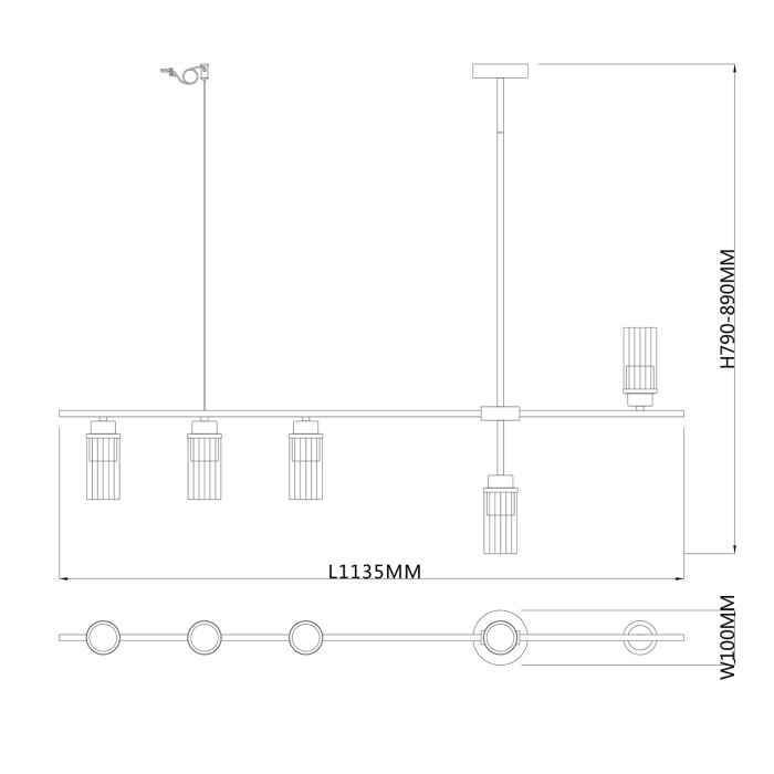 Потолочная люстра на штанге REVERSE ESCADA 2100/5P Black