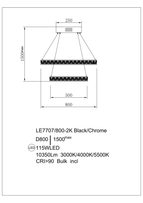 Подвесная люстра Leon Aida LE7707/800-2K Black Chrome