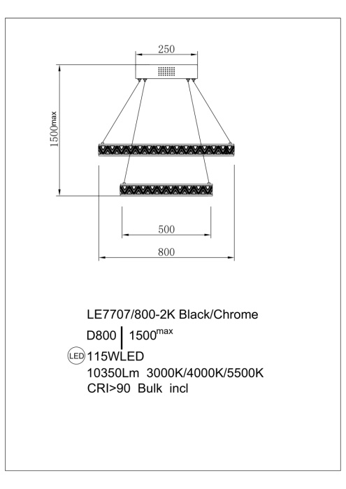 Подвесной светильник Leon Aida LE7707/800-2K Black Chrome