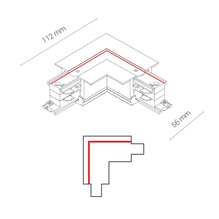 Коннектор для трехфазной трековой системы L-образный левый Nowodvorski Ctls Power Black 8683