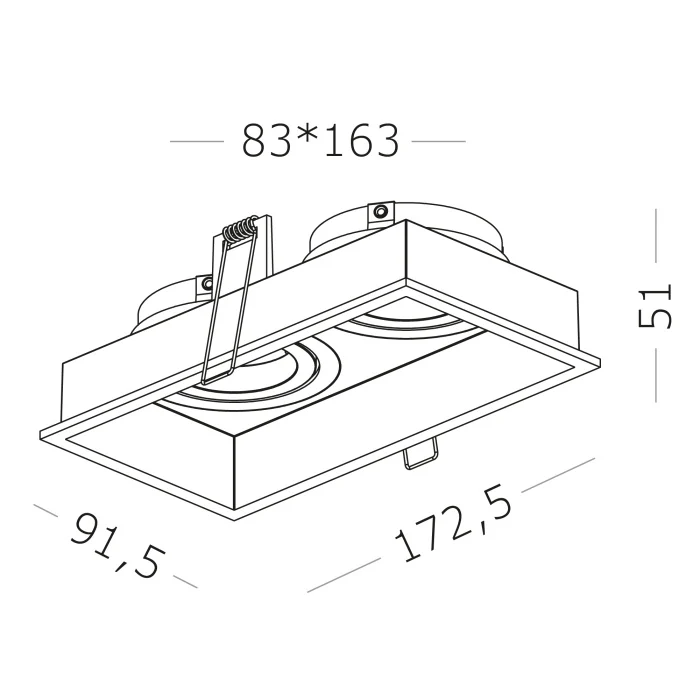 Светильник встраиваемый Черный GU10 2*50W IP20 L91,5xW17,2xH5,2 220V Без ламп ST261.418.02
