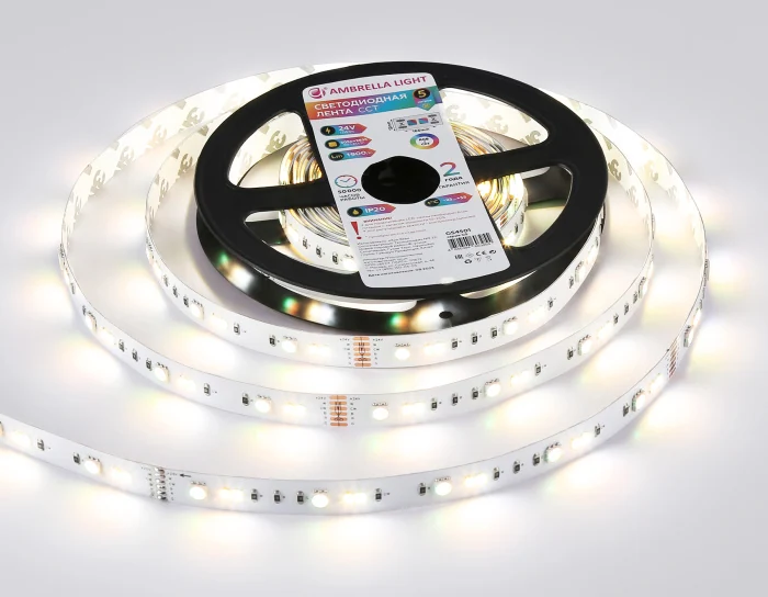 Светодиодная лента RGB с регулировкой температуры света GS4501 5050+2835 90Led / 13W m/ 24V IP20 RGB Ambrella light GS4501