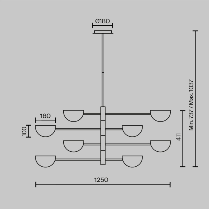 Люстра на штанге Maytoni Mollis MOD126PL-08B