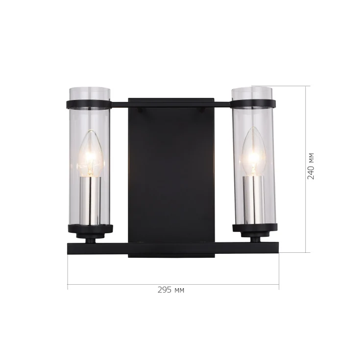 Бра ST-Luce SL334.401.02 Черный, Никель/Прозрачный E14 2*60W