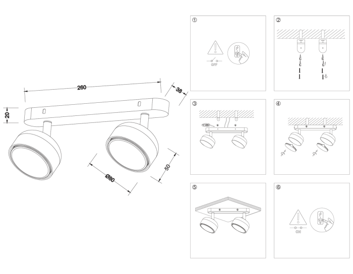 Светильник накладной поворотный со сменной лампой GX53 Ambrella light TN71012