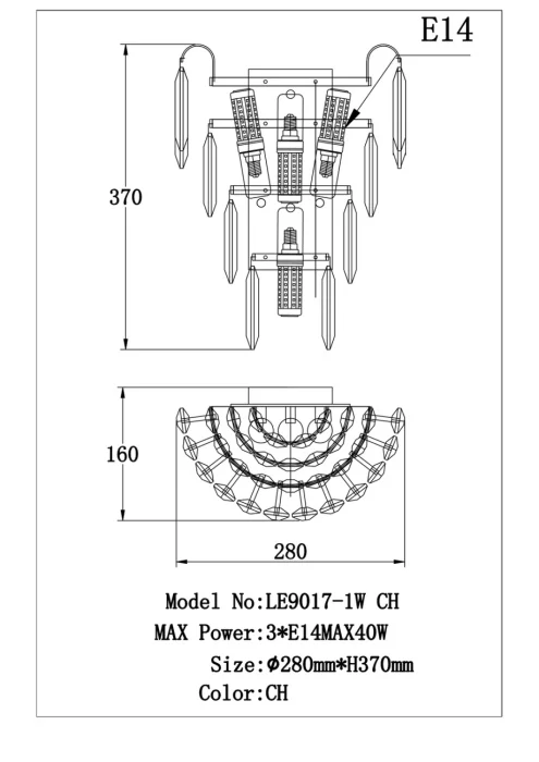 Настенный светильник Leon Catherine LE9017/1W CH