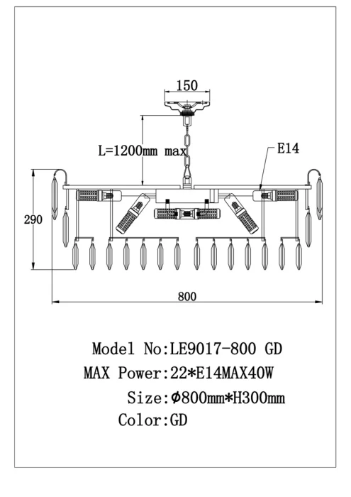 Подвесная люстра Leon Catherine LE9017/800 GD