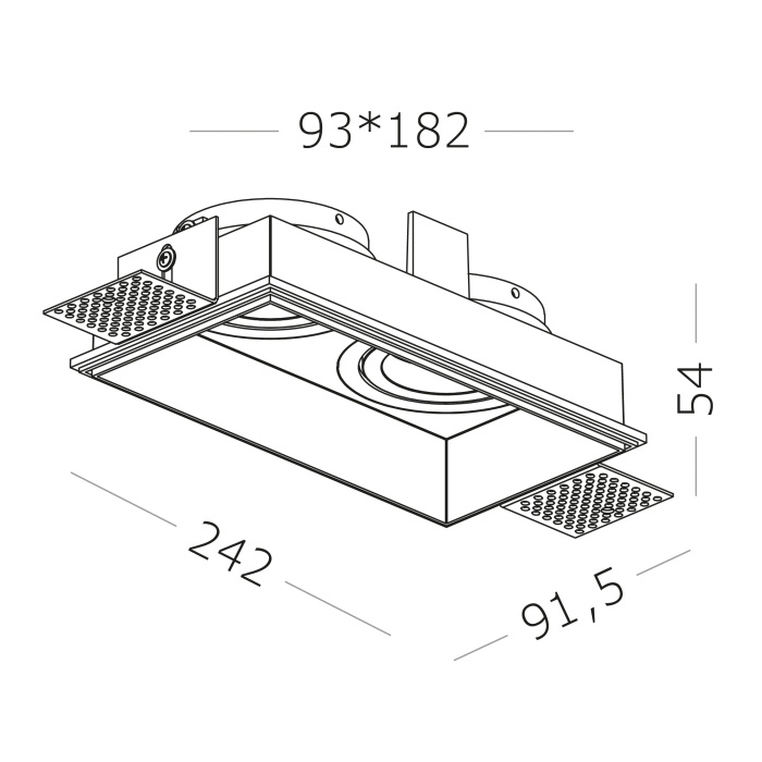 Светильник встраиваемый Черный GU10 2*50W IP20 L91,5xW17,2xH5,2 220V Без ламп ST262.418.02