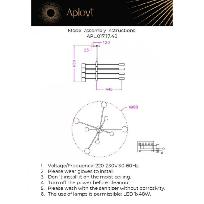 Люстра потолочная Aployt Frania APL.017.17.48