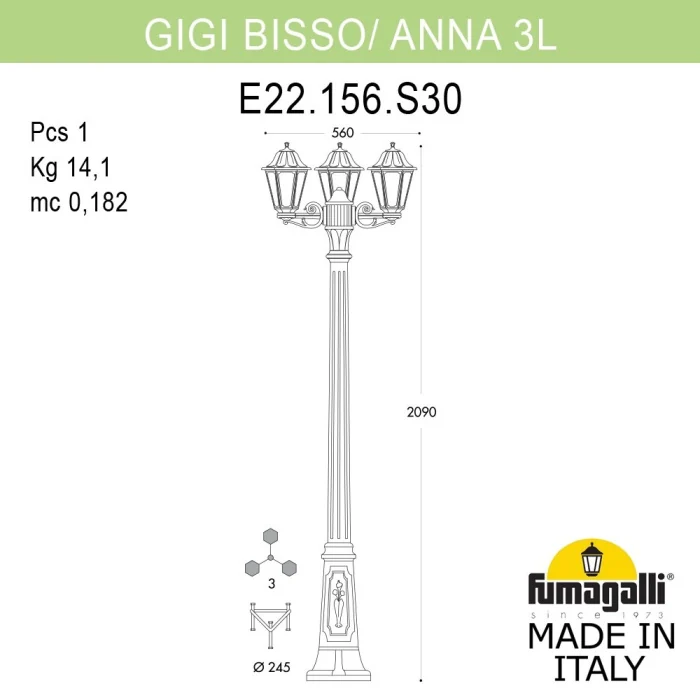 Садово-парковый светильник Fumagalli GIGI BISSO/ANNA 3L E22.156.S30.WXE27
