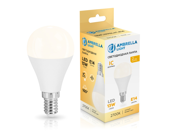 Лампа светодиодная Шар P45 13W 2700K AMBRELLA light 451313