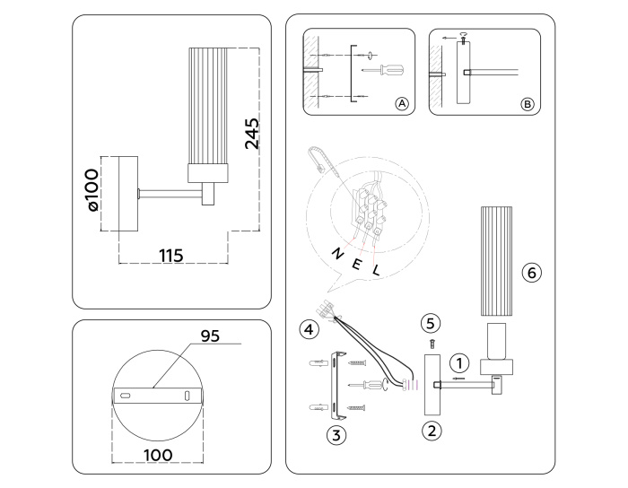 Настенный светильник со стеклянным плафоном Ambrella light LH55154
