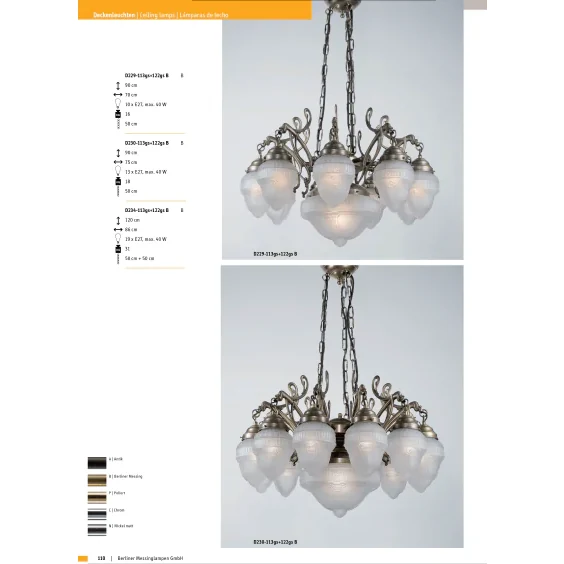 Подвесная люстра Berliner Messinglampen D229-113gs+122gsB