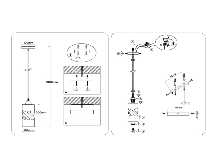 Светильник подвесной со стеклянным плафоном TRADITIONAL AMBRELLA LIGHT TR3411
