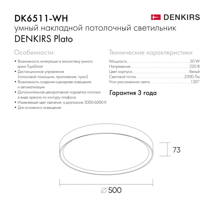 Светильник Denkirs DK6511-WH/1