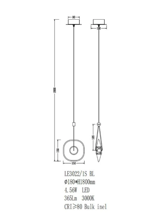 Подвесной светильник Leon Illusion LE3022/1S BL