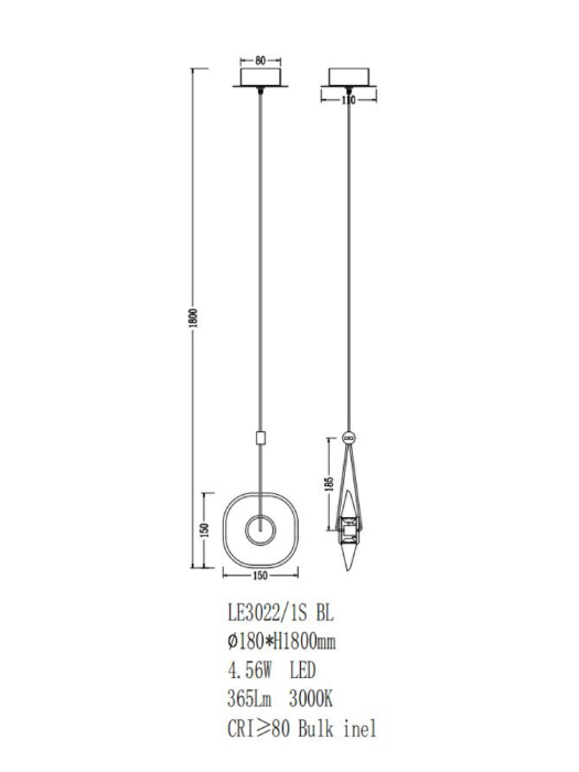 Подвесной светильник Leon Illusion LE3022/1S BL