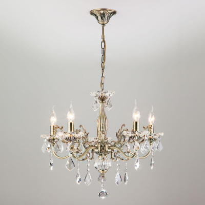 Подвесная люстра Eurosvet Elisha 3281/5 античная бронза/прозрачный хрусталь Strotskis