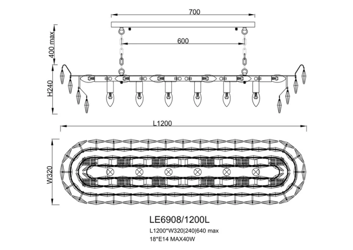 Подвесная люстра Leon Florence LE6908/1200L CH