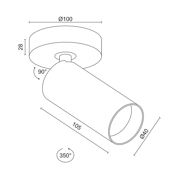 Накладной поворотный светильник Ledron SAGITONY R1 S40 Dim White