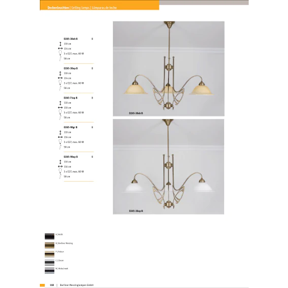 Люстра на штанге Berliner Messinglampen D265-38opB