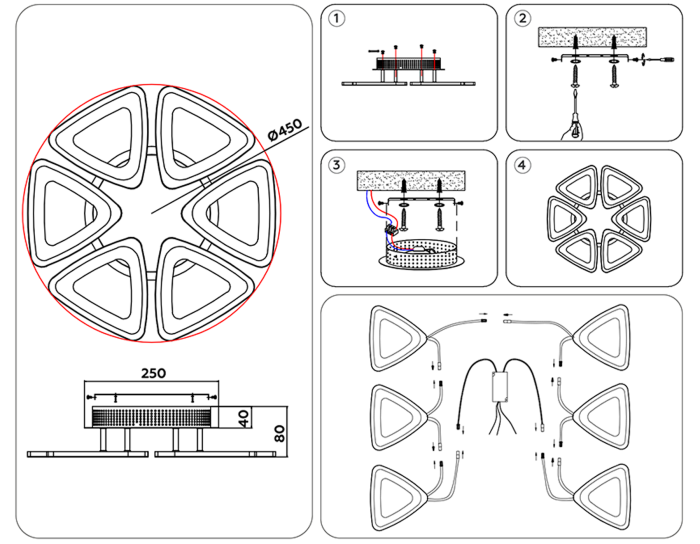 Потолочный светодиодный светильник с пультом Ambrella light FA4495