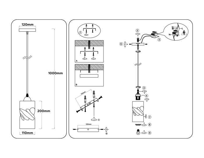 Светильник подвесной со стеклянным плафоном TRADITIONAL AMBRELLA LIGHT TR3413
