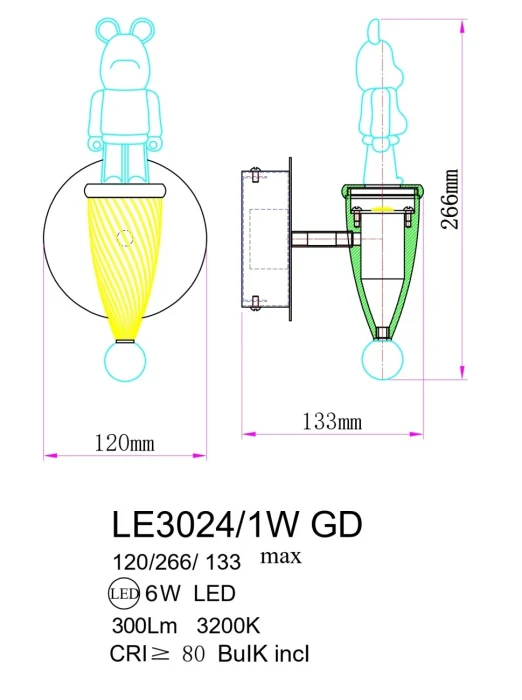 Бра Leon Joli LE3024/1W GD
