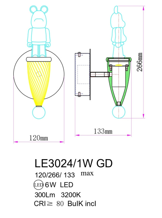 Бра Leon Joli LE3024/1W GD