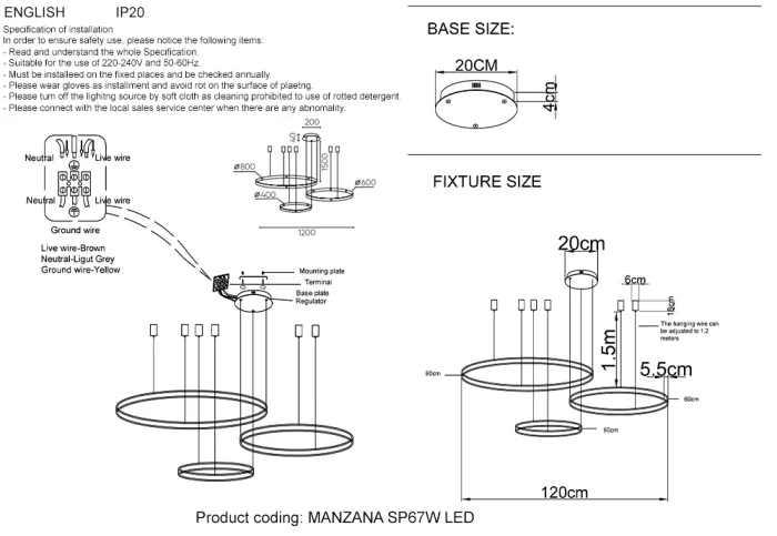 Подвесной светильник Crystal Lux MANZANA SP67W LED BLACK