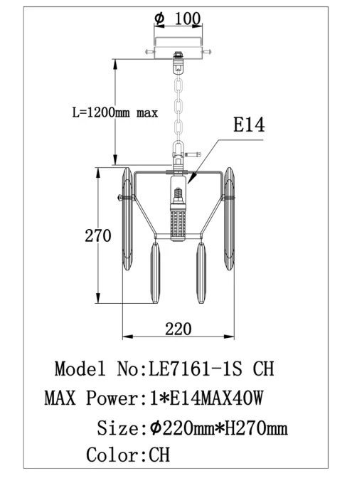 Подвесной светильник Leon Catherine LE9017/1S CH