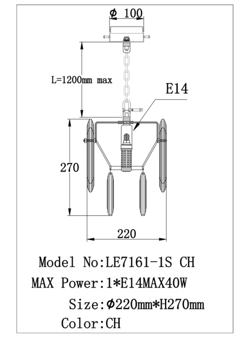 Подвесной светильник Leon Catherine LE9017/1S CH