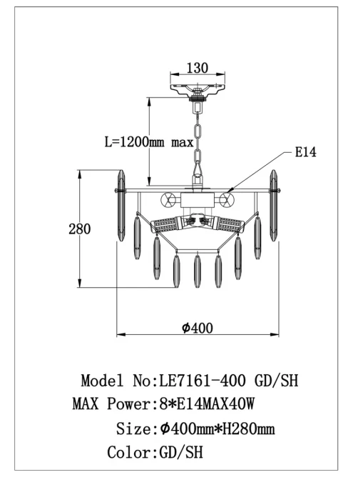 Подвесная люстра Leon Jacqueline LE7161/400 GD/SH
