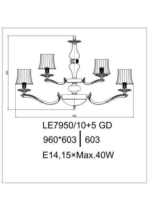 Подвесная люстра Leon Giorgia LE7950/10+5 GD