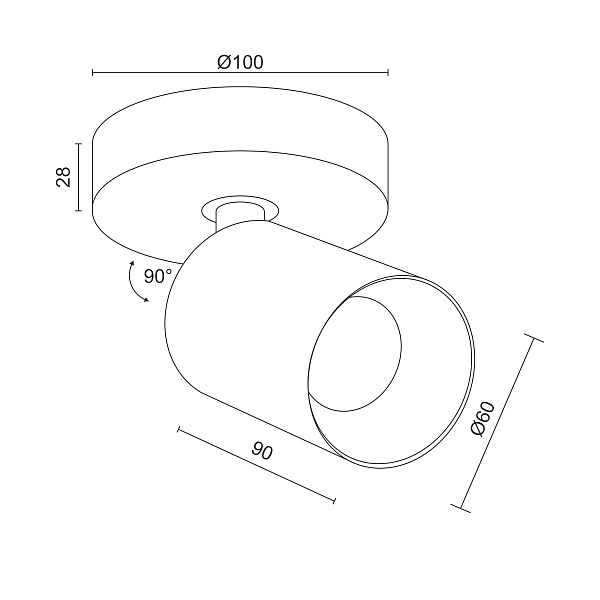 Накладной поворотный светильник Ledron SAGITONY R1 S60 Dim White