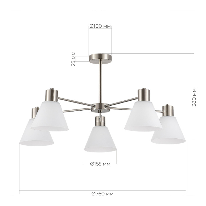 Светильник потолочный Никель/Белый E27 5*60W SLE1561-103-05