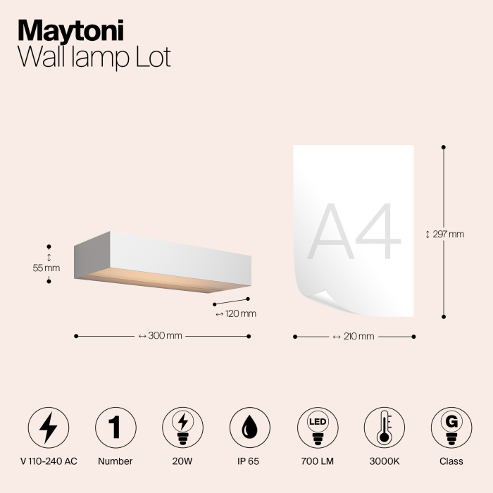 Светильник настенный Maytoni Lot O428WL-L20W3K