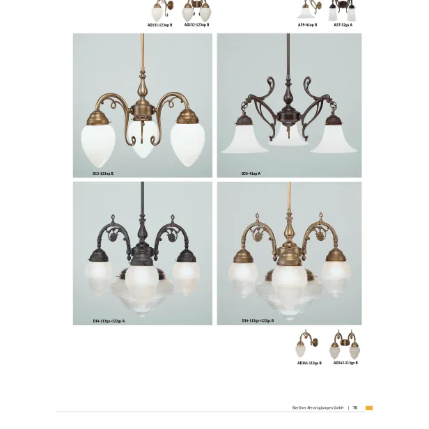 Подвесная люстра Berliner Messinglampen D14-113gs+122gsB