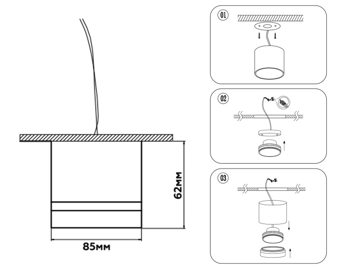 Накладной точечный светильник GX53 Ambrella light TN5245