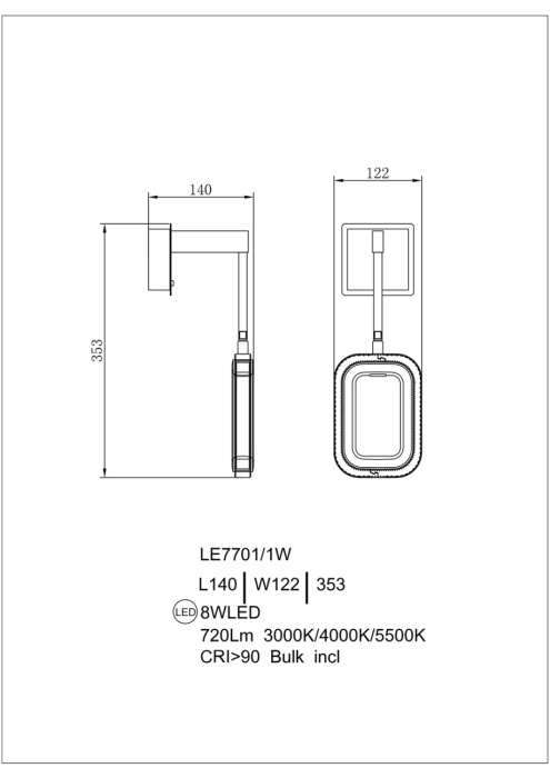 Бра Leon Theona LE7701/1W Grey/Gold